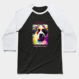 Saint Bernard Dog Wild Nature Animal Colors Art Painting Baseball T-Shirt